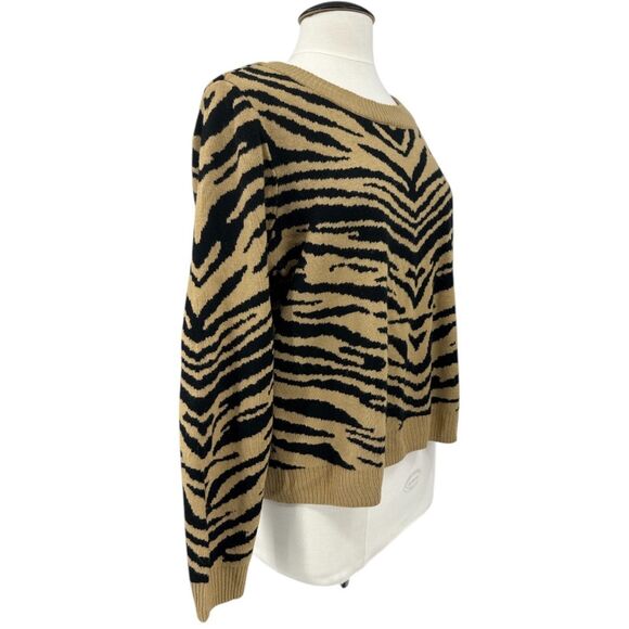 Cropped sweater 14/16 Tiger print crewneck Lane Bryant Chic top - Picture 2 of 8